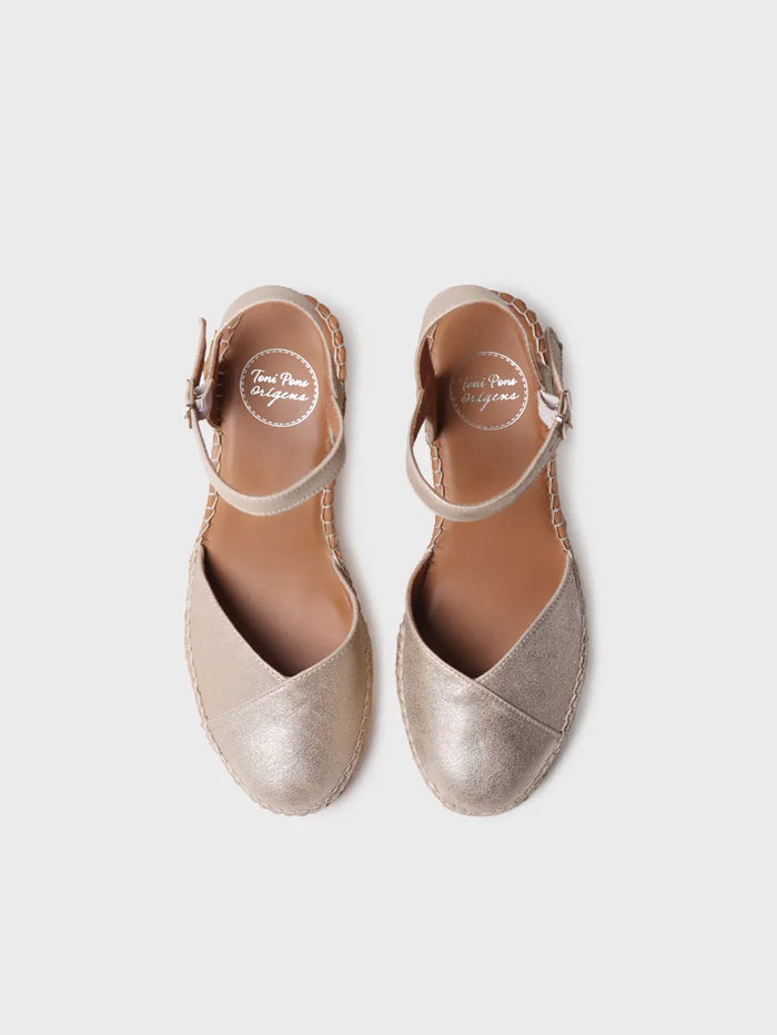 toni pons BIANCA-AS - Alpargata de mujer en piel con cuña en color champagne | BIANCA-AS Mejor oferta