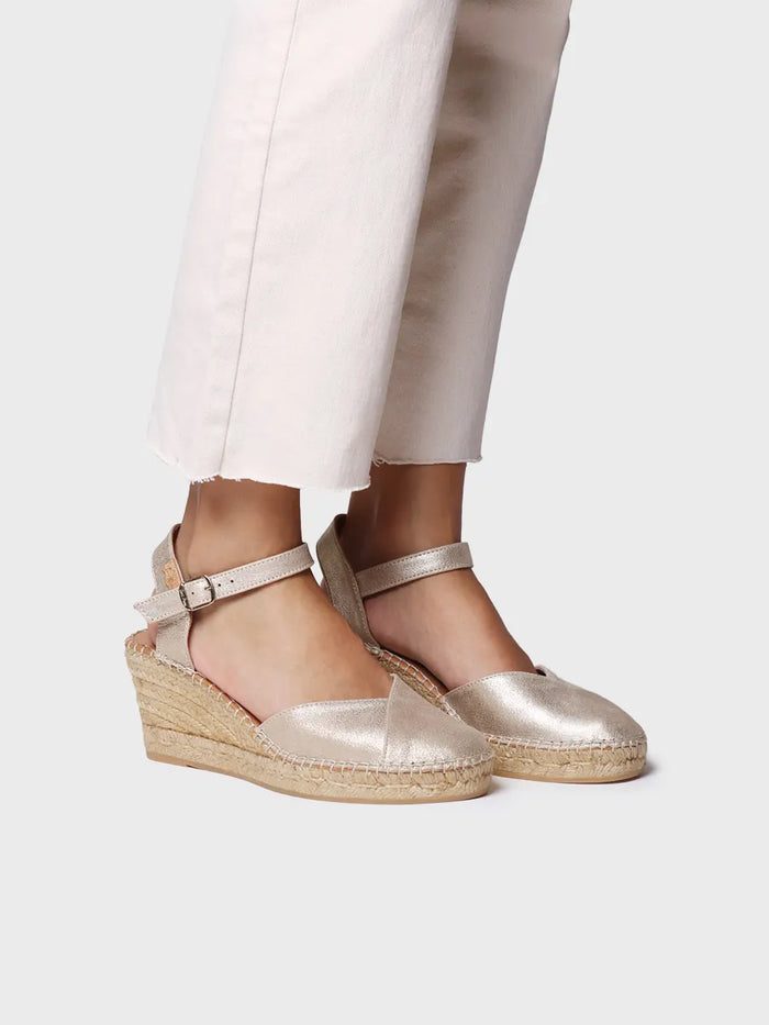 toni pons BIANCA-AS - Alpargata de mujer en piel con cuña en color champagne | BIANCA-AS Mejor oferta