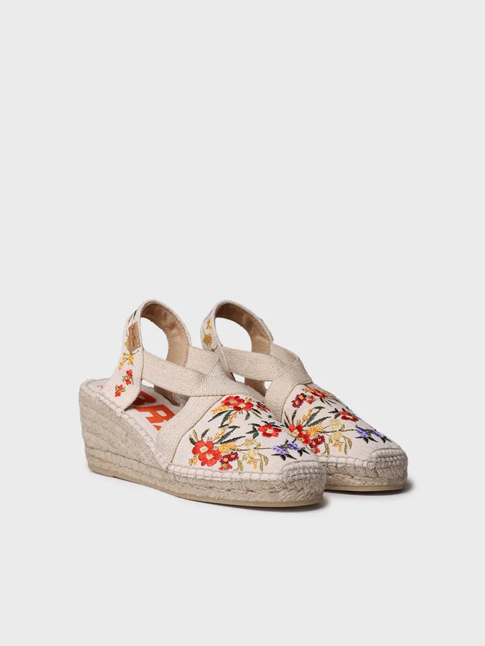 toni pons MONTJOI - Alpargata de cuña de mujer con bordados multicolor | MONTJOI Oferta especial