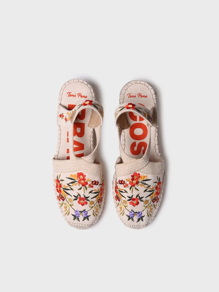 toni pons MONTJOI - Alpargata de cuña de mujer con bordados multicolor | MONTJOI Oferta especial