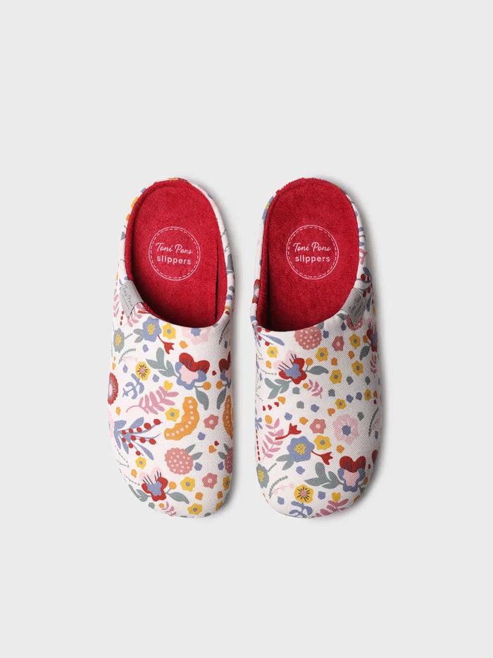 toni pons MIMI-TJ - Zapatilla de casa tipo zueco de mujer en algodón estampado | MIMI-TJ Oferta especial de fábrica