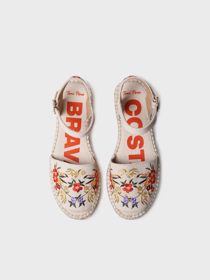 toni pons GARBET - Sandalia plana de mujer con bordado multicolor | GARBET Descuento por venta flash