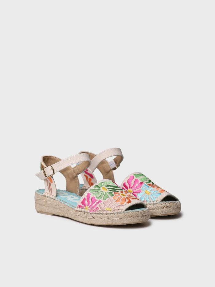 toni pons GARBET - Sandalia plana de mujer con bordado multicolor | GARBET Ofertas de temporada