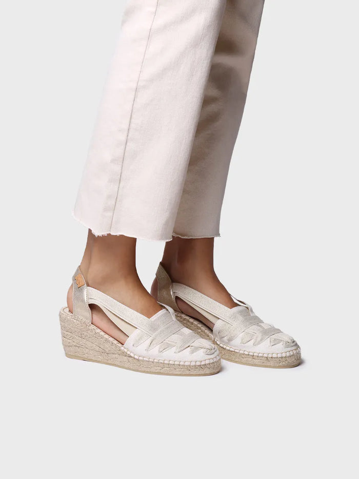 toni pons TRACY-CZ - Alpargata de mujer en algodón crudo con cuña y cintas | TRACY-CZ Ventas relámpago