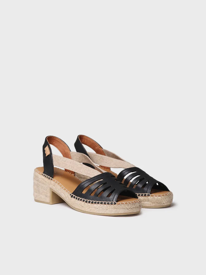 toni pons DIMA - Alpargata de mujer en piel con tacón ancho y elásticos | DIMA Oferta especial