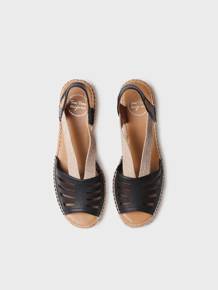 toni pons DIMA - Alpargata de mujer en piel con tacón ancho y elásticos | DIMA Oferta especial