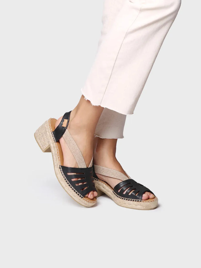 toni pons DIMA - Alpargata de mujer en piel con tacón ancho y elásticos | DIMA Oferta especial