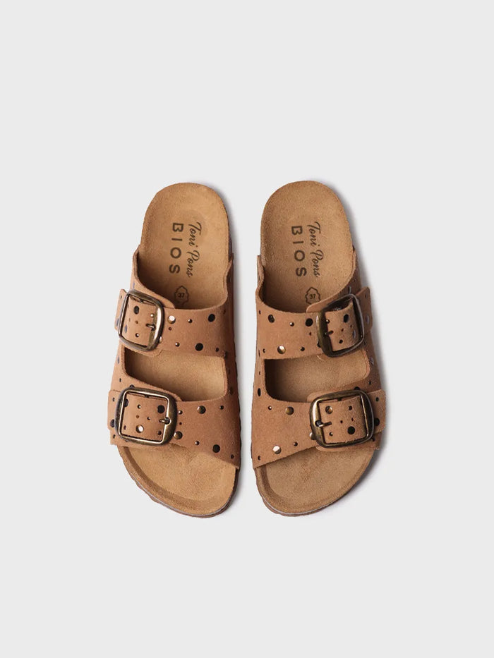 toni pons GRETEL - Sandalia BIO de mujer en serraje con hebillas y tachuelas | GRETEL Outlet