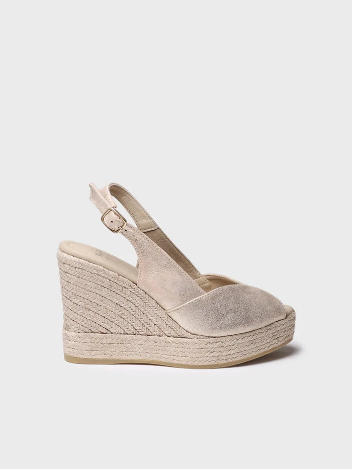 toni pons OPRAH - Alpargata peep toe alta de mujer en piel con cuña | OPRAH