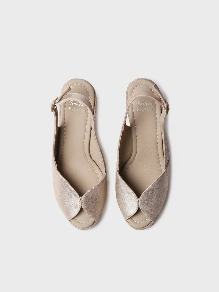 toni pons OPRAH - Alpargata peep toe alta de mujer en piel con cuña | OPRAH Grandes descuentos