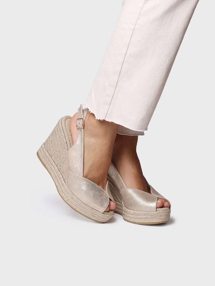 toni pons OPRAH - Alpargata peep toe alta de mujer en piel con cuña | OPRAH Grandes descuentos