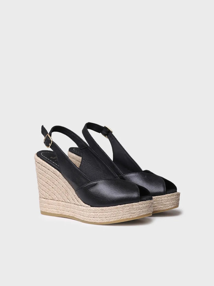toni pons OPRAH - Alpargata peep toe alta de mujer en piel con cuña | OPRAH Liquidación