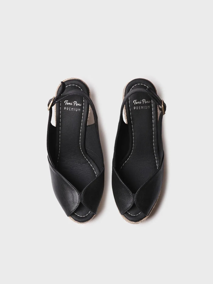 toni pons OPRAH - Alpargata peep toe alta de mujer en piel con cuña | OPRAH Liquidación