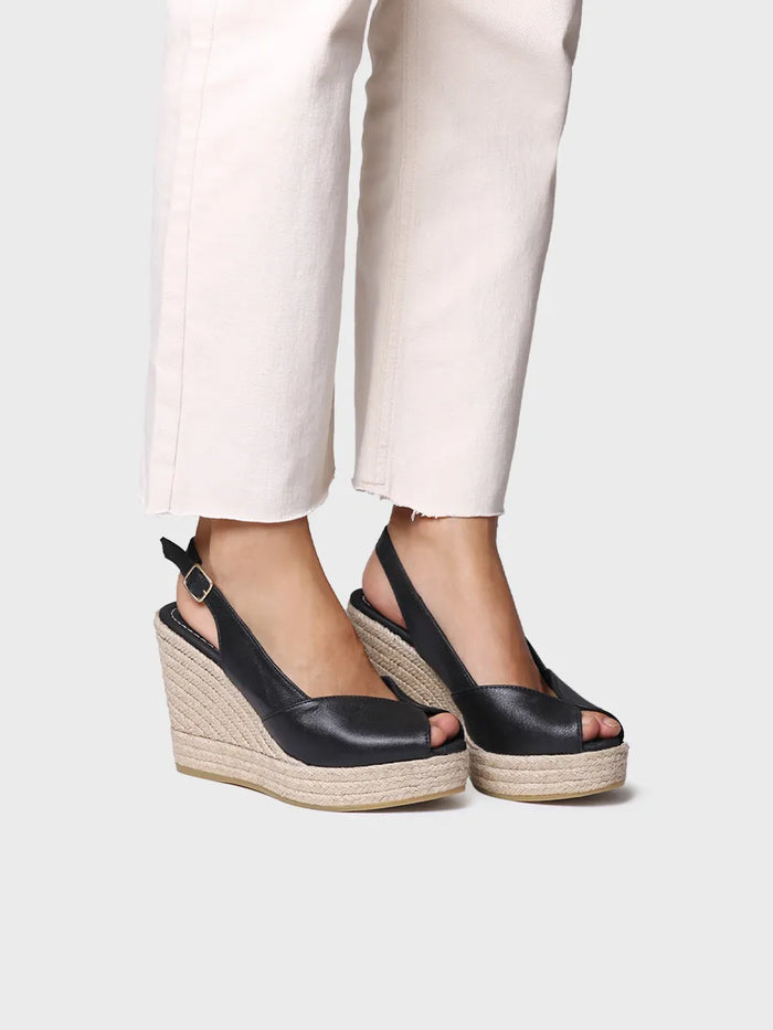 toni pons OPRAH - Alpargata peep toe alta de mujer en piel con cuña | OPRAH Liquidación