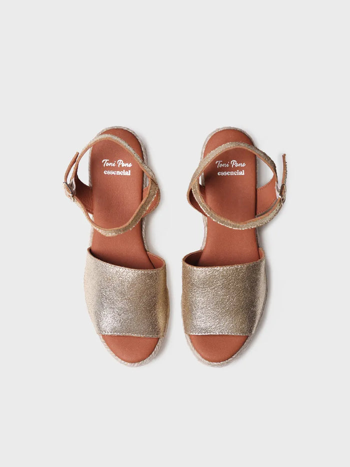 toni pons TAMARA - Alpargata de cuña alta en piel plateada con hebilla | TAMARA Descuento por venta flash