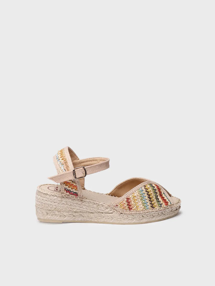 toni pons BELLA-MA - Alpargata de mujer con cuña media en rafia multicolor | BELLA-MA