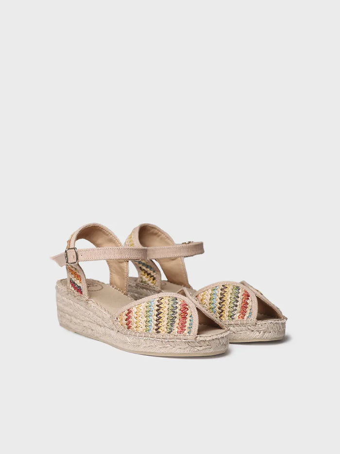 toni pons BELLA-MA - Alpargata de mujer con cuña media en rafia multicolor | BELLA-MA Rebajas de fin de temporada