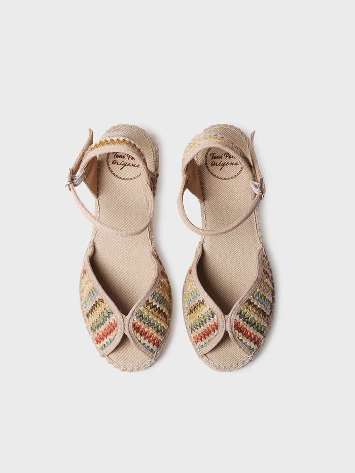toni pons BELLA-MA - Alpargata de mujer con cuña media en rafia multicolor | BELLA-MA Rebajas de fin de temporada