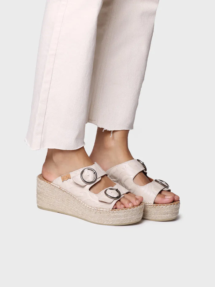 toni pons IDOIA - Alpargata destalonada de mujer en piel con cuña de yute | IDOIA Outlet online