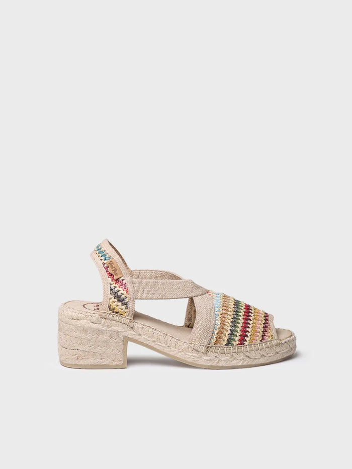 toni pons DELMI-MA - Alpargata de mujer en rafia multicolor con tacón ancho | DELMI-MA