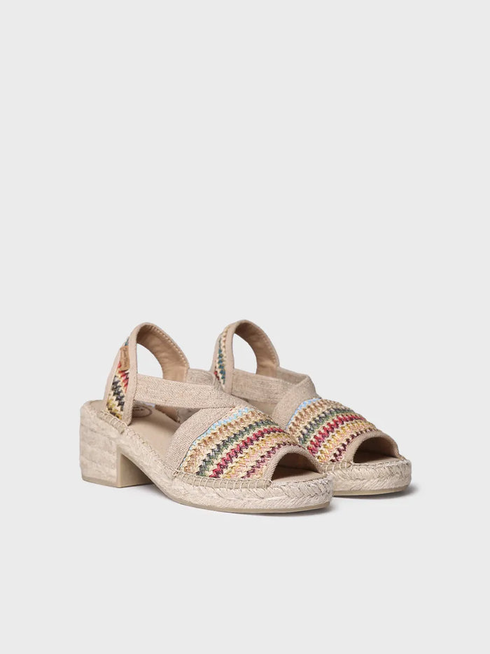 toni pons DELMI-MA - Alpargata de mujer en rafia multicolor con tacón ancho | DELMI-MA Descuento