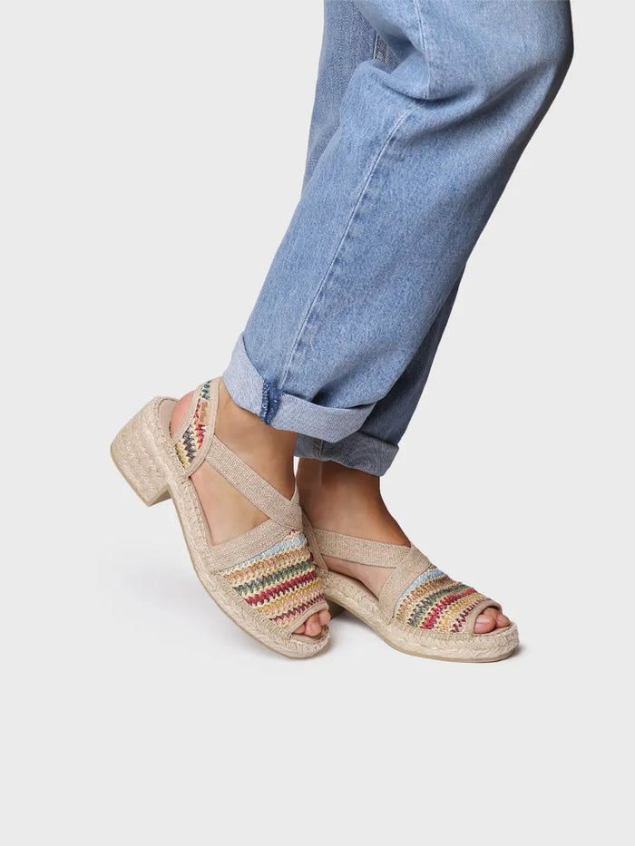 toni pons DELMI-MA - Alpargata de mujer en rafia multicolor con tacón ancho | DELMI-MA Descuento