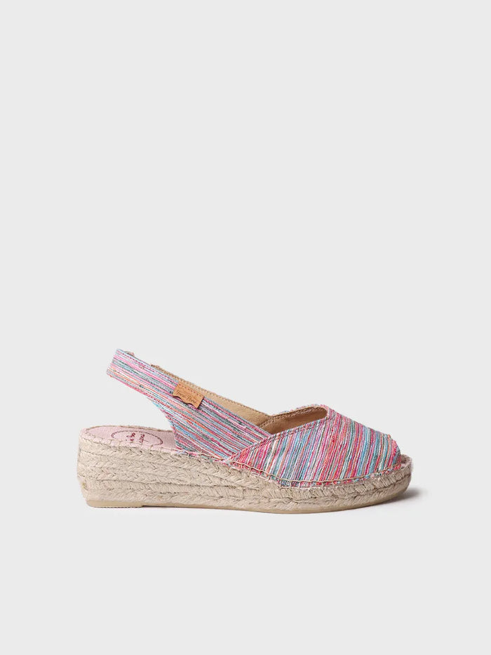toni pons BERI-RG - Alpargata peep toe de mujer con cuña y tejido rayado | BERI-RG