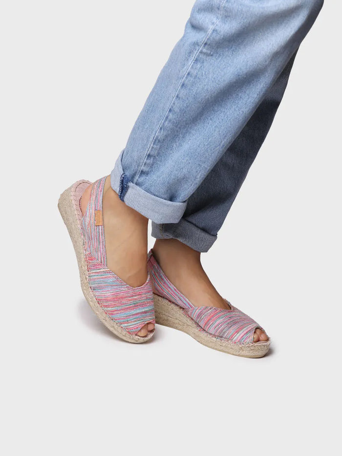 toni pons BERI-RG - Alpargata peep toe de mujer con cuña y tejido rayado | BERI-RG En oferta