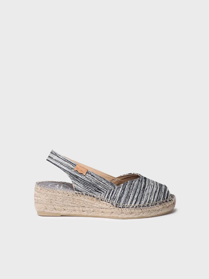 toni pons BERI-RG - Alpargata peep toe de mujer con cuña y tejido rayado | BERI-RG