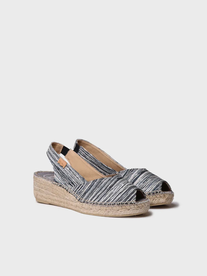 toni pons BERI-RG - Alpargata peep toe de mujer con cuña y tejido rayado | BERI-RG Libre de impuestos