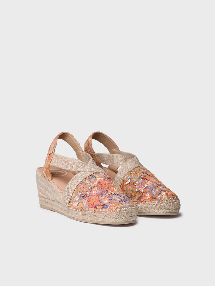 toni pons TELVA-LL - Alpargata de mujer en piel estampada con cuña y elásticos | TELVA-LL Descuento por venta flash