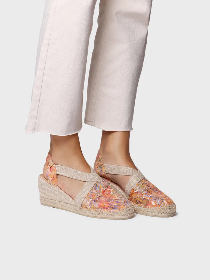 toni pons TELVA-LL - Alpargata de mujer en piel estampada con cuña y elásticos | TELVA-LL Descuento por venta flash