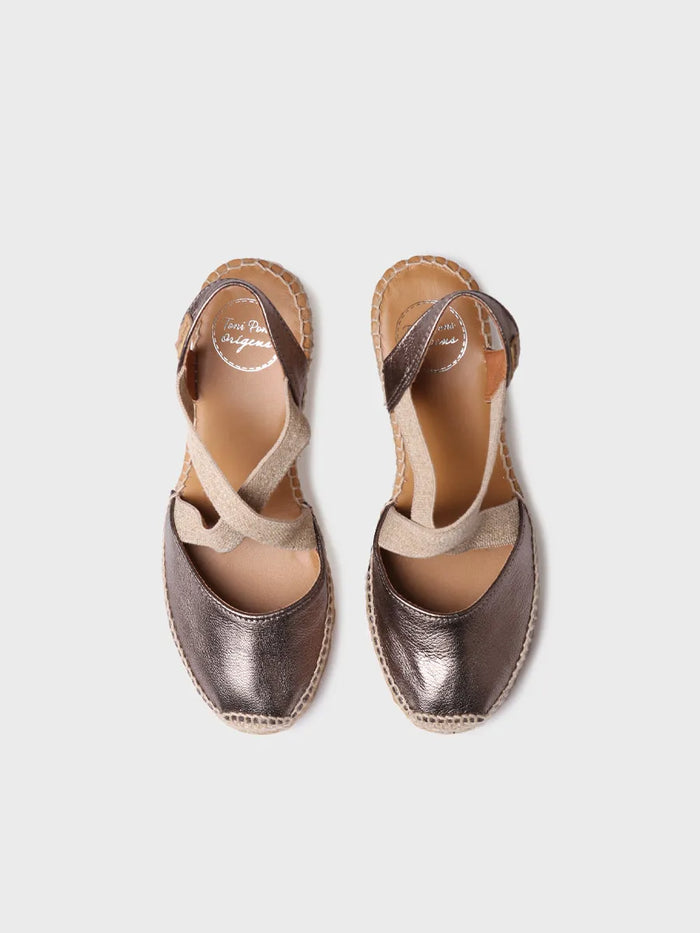 toni pons SABA-P - Alpargata de piel con cuña en color Turrón | SABA-P Mejor oferta