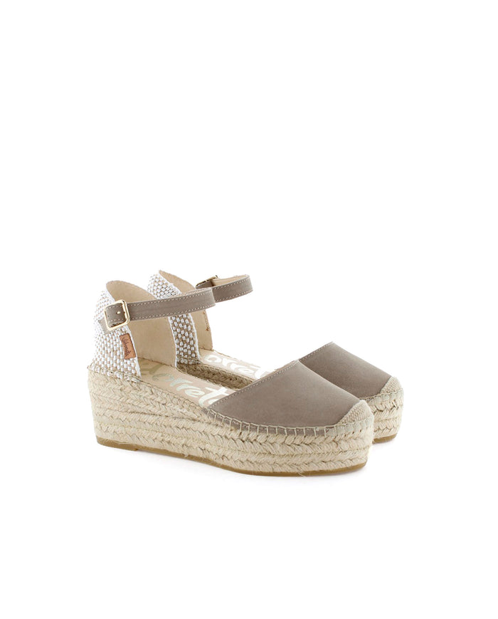 vidorreta Sandalia en serraje taupe Creta Outlet