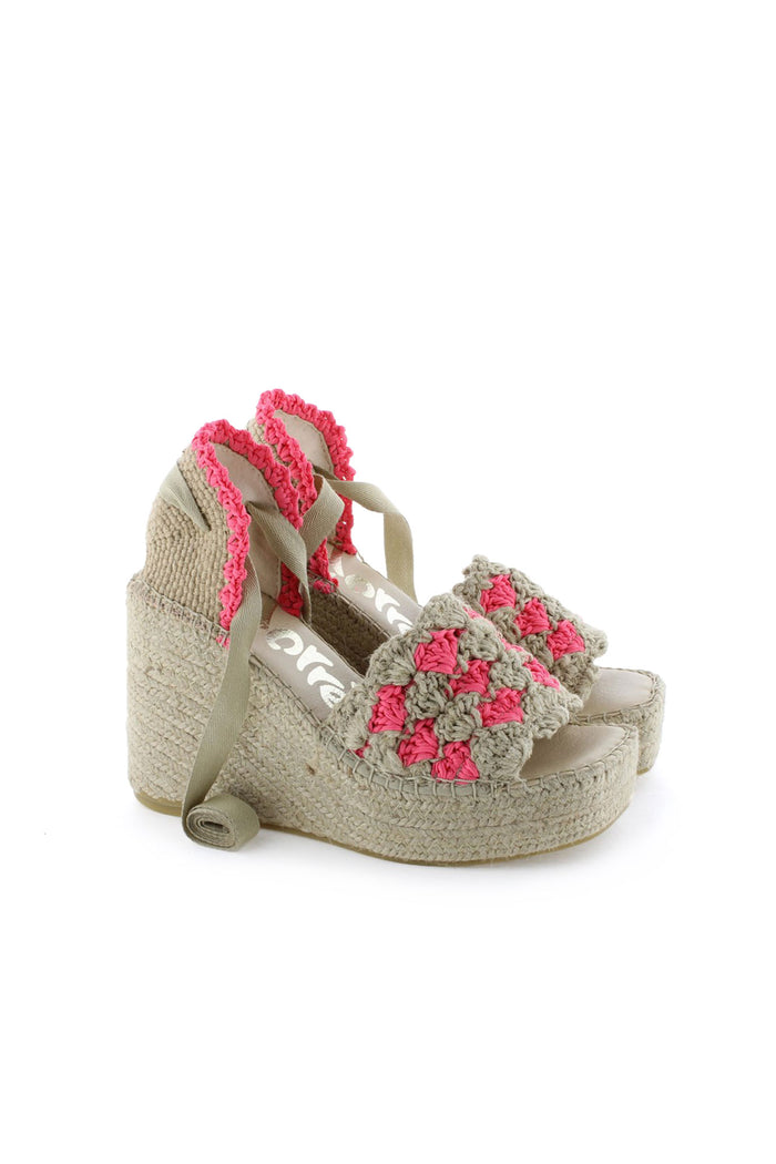 vidorreta Sandalia cintas ganchillo fluor fuxia Rebajas top