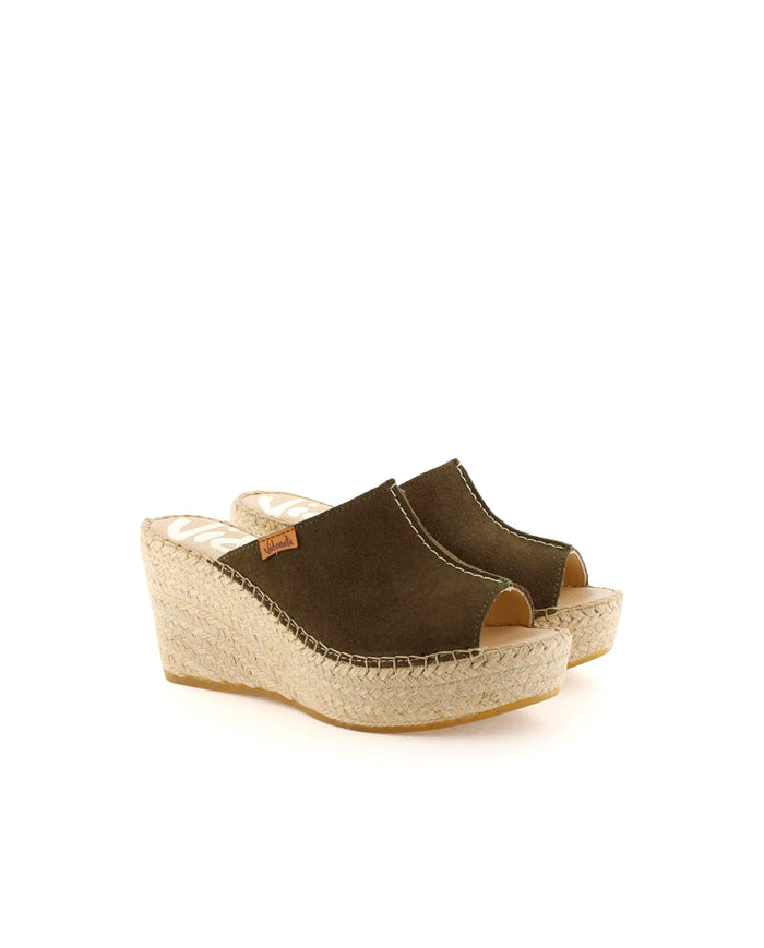 vidorreta Zueco en serraje kaki Dominica En oferta