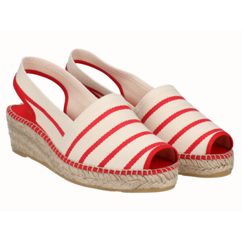 viguera Alpargata Peep Toes Cuña Baja Rojo Ofertas