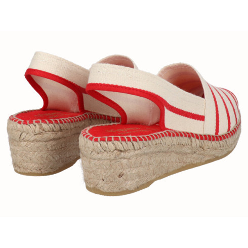 viguera Alpargata Peep Toes Cuña Baja Rojo Ofertas
