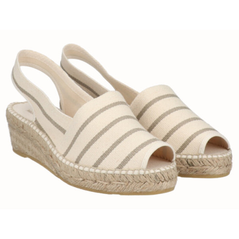 viguera Alpargata Peep Toes Cuña Baja Beig Gran oferta