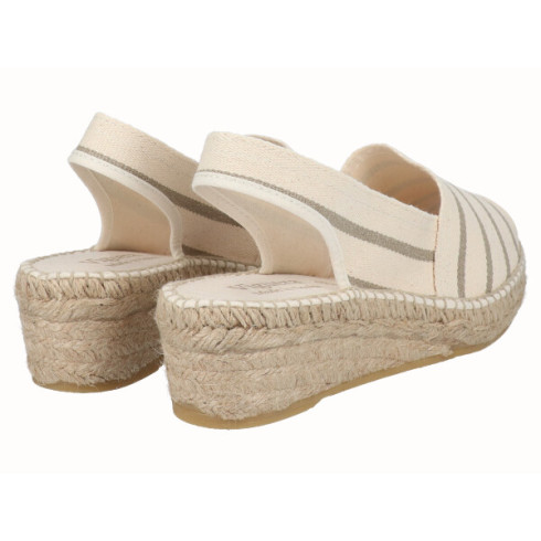 viguera Alpargata Peep Toes Cuña Baja Beig Gran oferta