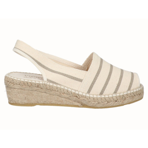 viguera Alpargata Peep Toes Cuña Baja Beig Gran oferta