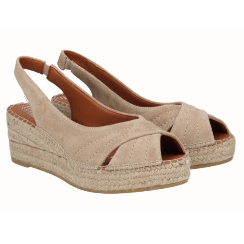 viguera Alpargata Peep Toes Cuña YuteFlex Beig Ventas relámpago