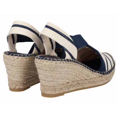 viguera Alpargata Cuña Media Yute Rayas Marino Tienda