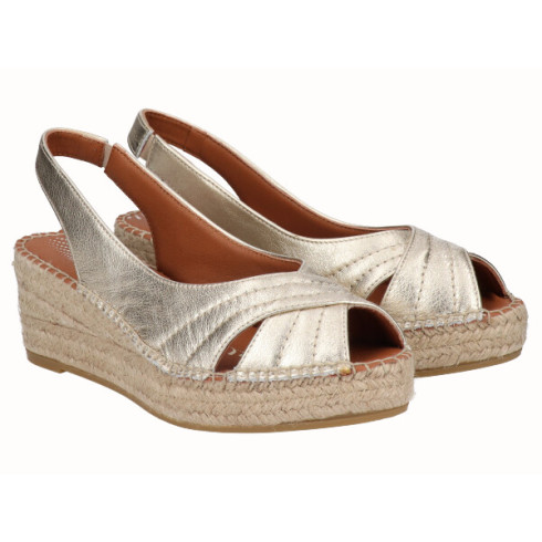 viguera Alpargata Peep Toes Cuña YuteFlex Oro Liquidación