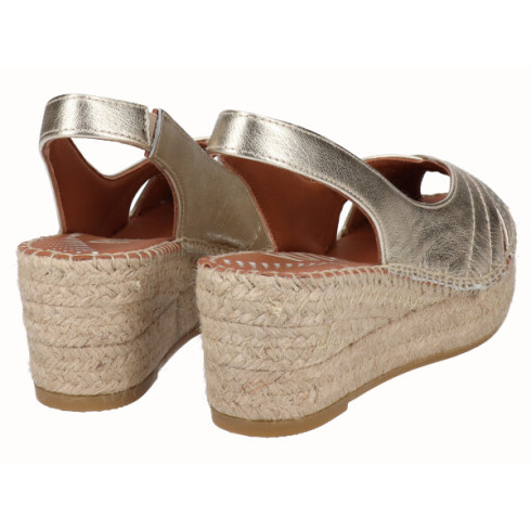 viguera Alpargata Peep Toes Cuña YuteFlex Oro Liquidación