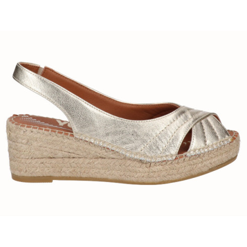 viguera Alpargata Peep Toes Cuña YuteFlex Oro Liquidación