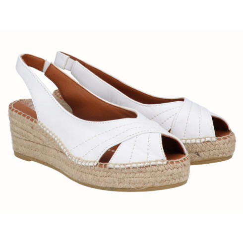 viguera Alpargata Peep Toes Cuña YuteFlex Blanco Rebajas online