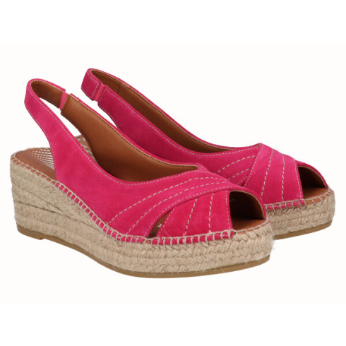 viguera Alpargata Peep Toes Cuña YuteFlex Fuxia Oferta especial