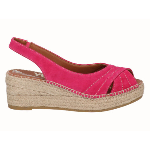 viguera Alpargata Peep Toes Cuña YuteFlex Fuxia Oferta especial