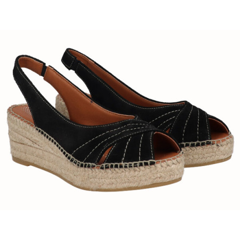 viguera Alpargata Peep Toes Cuña YuteFlex Negro Solo queda un día